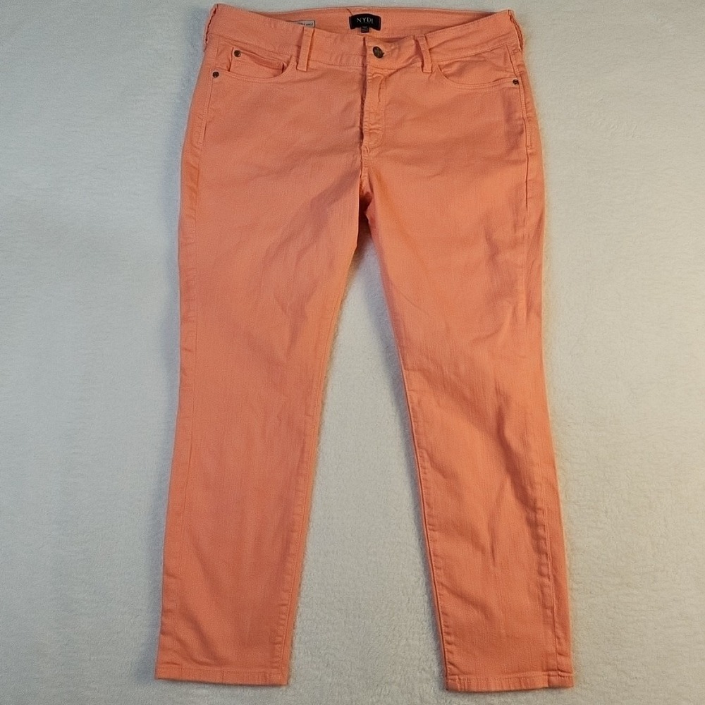 NYDJ Women's Coral Pink‎ Alina Convertible Ankle Lift Tuck Technology Jeans 14P